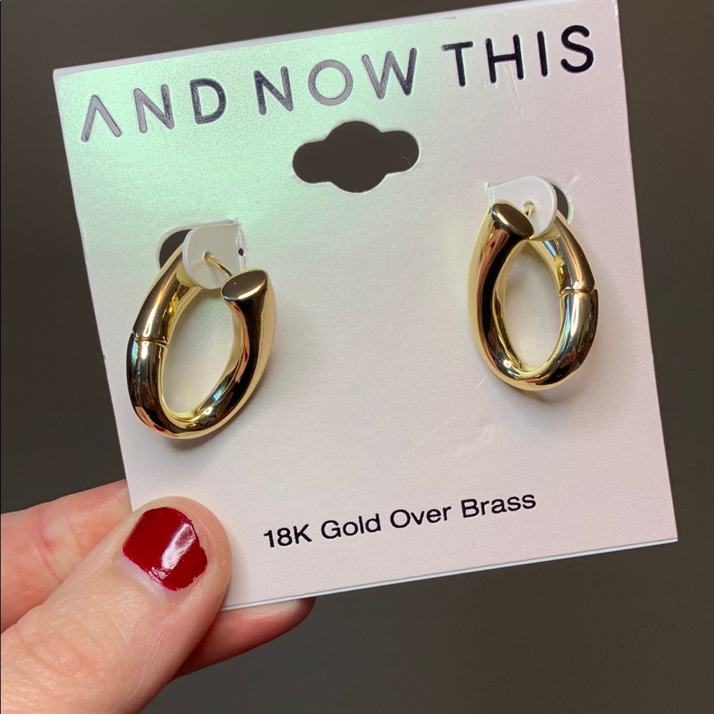 And Now This 18K Gold Over Brass Hinged Twist Hoop Earrings
